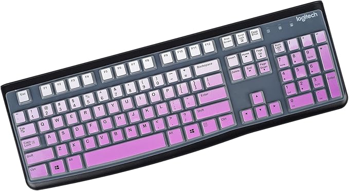 Keyboard Cover for Logitech K120 & MK120 Wired Keyboard, Logitech K120 Keyboard Skin Protector - Gradual Purple