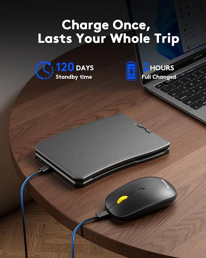 Ergonomic Foldable Keyboard and Mouse, Samsers KM09 Split Folding Bluetooth Keyboard Combo, 2.4G + BT5.0 x2, 6-Row Layout Portable Travel Keyboards & USB-C Wireless Mouse for iOS Android Windows MacOS