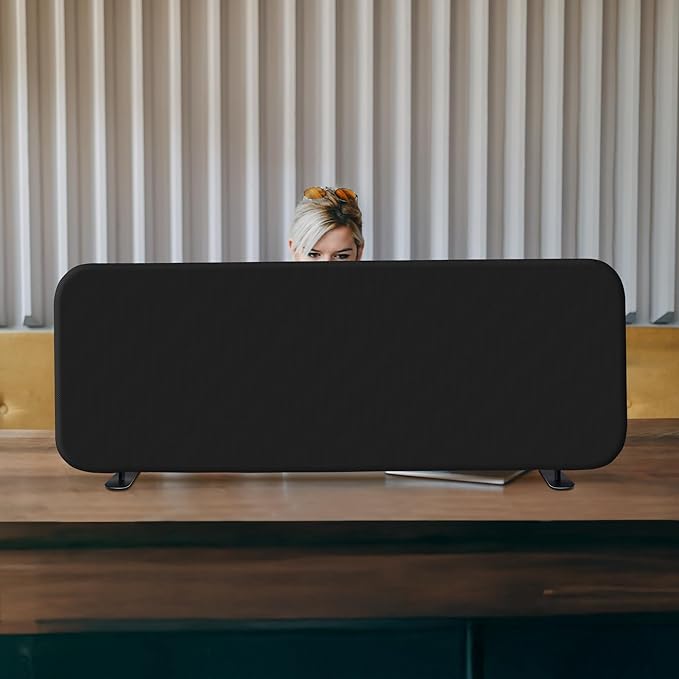 DECOLAB Desk Divider, Movable Privacy Panel Partition for Home Office, Student, Classroom, Study, Freestanding, Scratch-Resistant, 48"x18", Midnight