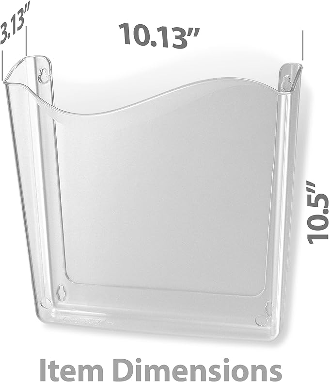 Officemate Vertical Wall File, Letter Size, Durable Unbreakable Plastic Organizer, Mountable Wall or Partition File Holder, Clear (21674)