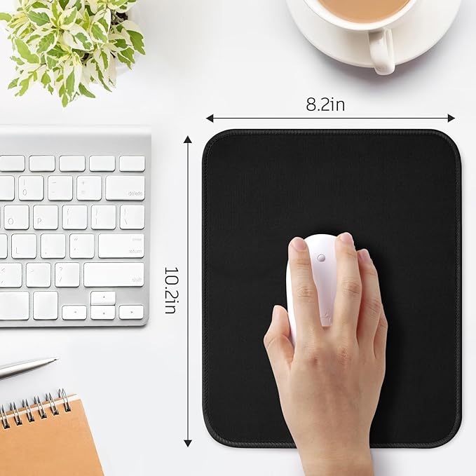 Black Mouse Pad, Nice and Cute Mouse Pad, Splash-Proof Textured 10.2 x 8.2Inch, Stitched Edge Non-Slip Waterproof Rubber Mouse Pad