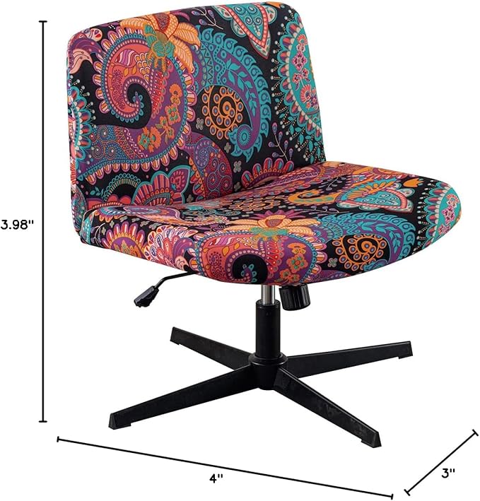 Armless Chair Slipcover Stretch Criss Cross Chair Cover, Mid Back Wide Seat Accent Chair Covers,Modern Vanity Chair Cover for Office Desk (P)