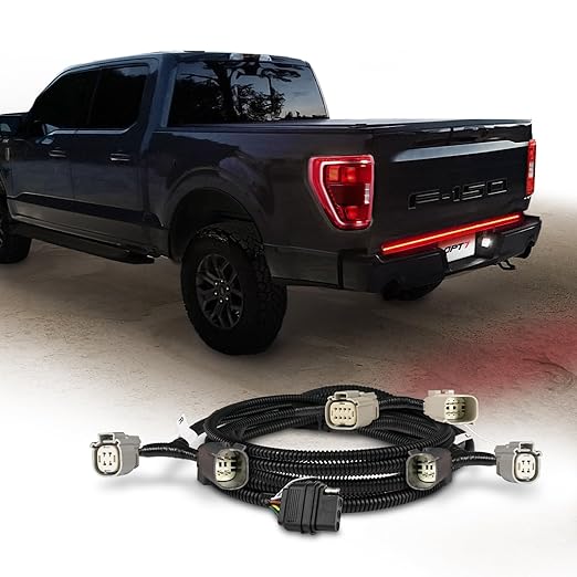 OPT7 Easy Connect Tailgate Light Bar Harness for 2021-2023 F150 with Halogen Factory Tail Lights + Blind Spot Monitors – Fits 21-23 F-150 XL/XLT/Tremor with BLIS/Backup Camera/Tow Assist Sensor