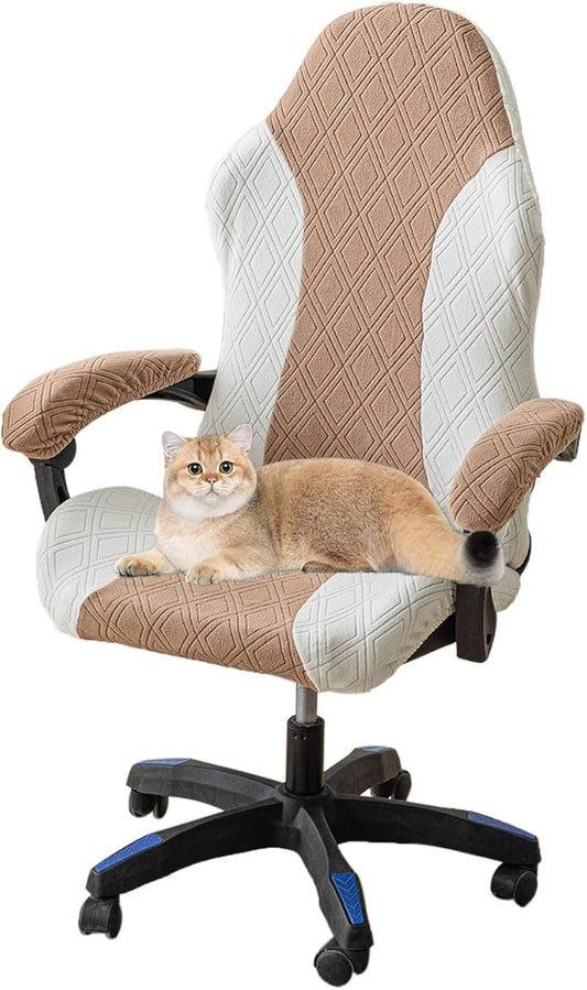 Gaming Chair Cover Office Chair Cover Game Chair Cover Stretchable with Armrest Covers Computer Chair Seat Covers Gaming Chair Cover Slipcovers, Khaki b