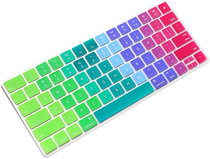 ProElife Ultra Thin Silicone Keyboard Protector Cover Skin for Apple Magic Keyboard & Magic Keyboard 2 (U.S Version, Model: MLA22L/A-A1644, Without Numeric Keypad) (Rainbow)