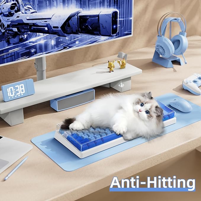 Attack Shark KC03 Acrylic Clear Transparent Keyboard Cover(13.9 * 5 * 0.9 inch) with Dustproof Waterproof Anti-hit Anti-cat Protective Case for Standard 87Key Mechanical Gaming Keyboard Blue