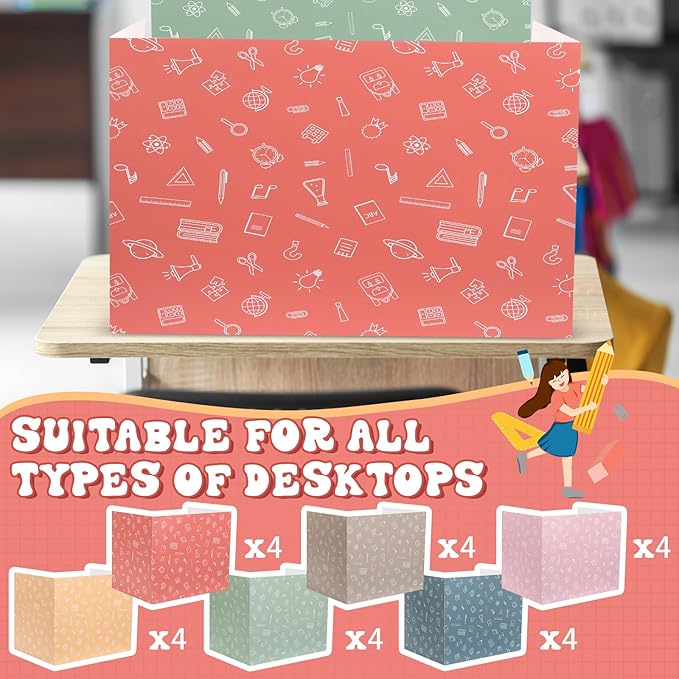 SATINIOR 24 Pcs Privacy Folders for Students, Desk Dividers for Classroom Testing, Student Privacy Boards Classroom Must Have, 12 Colors Study Panel for School Teacher Supplies(Morandi Style)