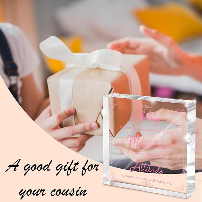 Pink Motivational Acrylic Desktop Sign, 4x4 Inch, Motivational Desktop Decor for Office and Home, Decor with Positive Messages, Unique Gift for Women, Girls or Coworkers