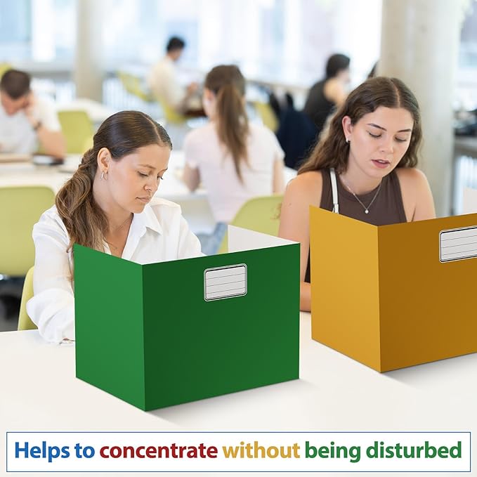 Sabary 24 Pack Privacy Folders for Students Desk Dividers Testing Dividers Standard School Privacy Coated Cardboard for Classroom Teacher Supplies Keep Eyes from Roving(Classic Solid,Colorful)