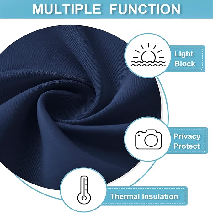 RYB HOME Privacy Curtain for Sliding Glass Door, Light Block Noise Reduce Insulated Curtain Screen Ceiling to Floor for Locker Room Basement Bedroom Closet, 100 inch Wide x 96 inch Long, Navy