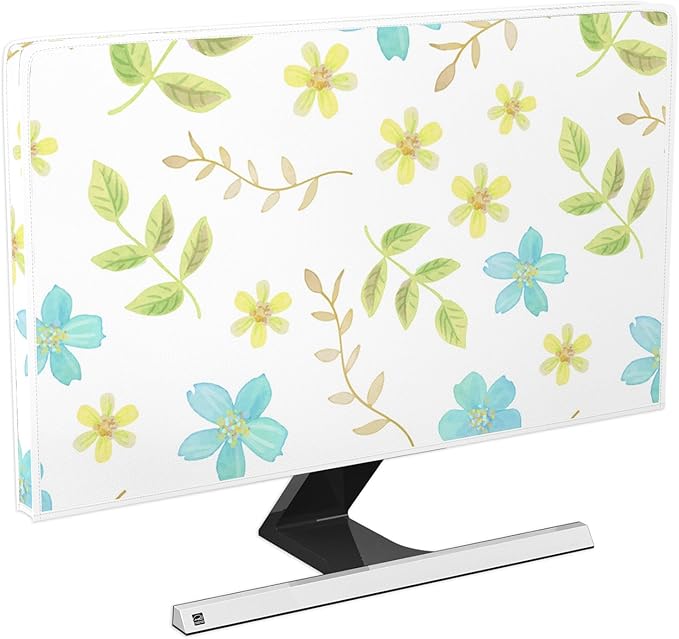 Colorful Flowers Plants Waterproof Screen TV Cover 70 Inch Spring Floral Full Body Cover for TVs Screen for LCD LED PC Desktop and Home Hanging TV Anti-Static Protective