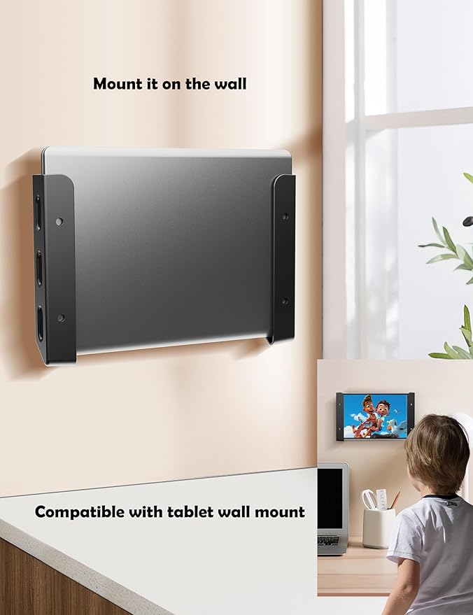 Under Desk Laptop Holder/Wall Mount, Compatible with Keyboard and Small Devices Up to 40mm/1.57in Thick Like Macbooks, Surface, Routers, Modems, Cable Box, Network Switch and More (Black)