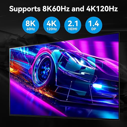 8K KVM Switch 3 Monitors 2 Computers 8K 60Hz 4K 120Hz KVM Switches HDMI+2 Displayport for Two PC Share Triple Monitor and 4 USB 3.0 Devices Support Extended and Duplicate Mode-2DP+HDMI-15.5CM