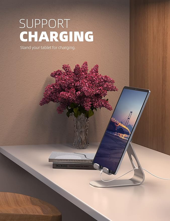 Lamicall Tablet Stand, Adjustable Tablet Holder - Desktop Stand Dock Holder for 4-13" Tablets, iPad Pro 11, 9.7, 10.5, 12.9 Air Mini, Kindle, Tab, iPhone, Switch, Mother Day Office Desk Accessories