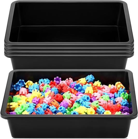 Hoteam 5 Pcs Paper Trays for Classroom Plastic Storage Bin Tray Bulk Stackable File Organizer for School Office Teacher Book Organization Supplies(Black,13.78 x 9.84 x 3.15 Inch)