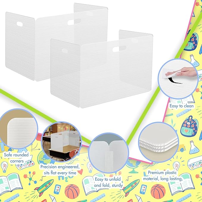24 Pcs White Desk Dividers for Students Plastic Privacy Folders Sturdy and Waterproof Test Privacy Shields Easy to Clean Classroom Test Dividers for School Teacher Student Study Supplies