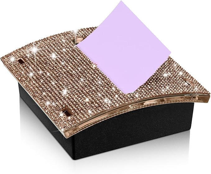 Eersida Rhinestone Self Stick Note Pad Holders 4 x 4 Inches Gold Cute Note Holder Sticky Dispenser Bling Memo Stick Dispenser for Office Employee Coworkers Gifts Home Desk Supplies