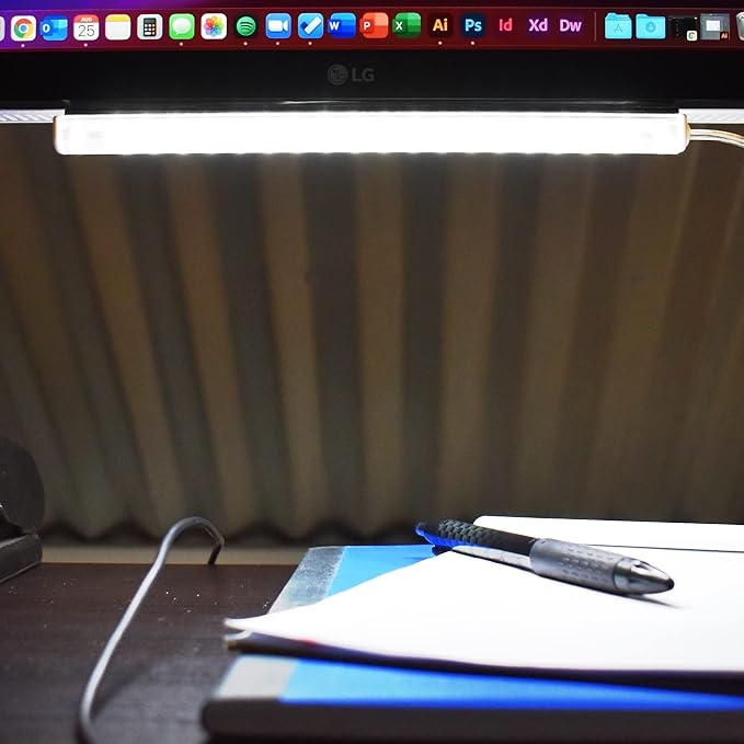 TrueColor USB-Powered LED Light Bar with Frosted Cover for Under Cabinet, Under Monitor, TV Backlight – Easy-Install - Adhesive & Mounting Brackets Included - 100,000 Hours Lifetime (12", Daylight)