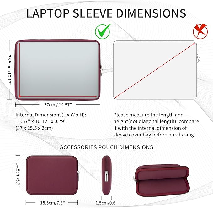 RAINYEAR 16 Inch Laptop Sleeve Protective Soft Case Bag with Accessories Pouch, Specially Compatible with 16" MacBook Pro M1 M2 M3 M4 M5 Pro/Max A3403 A3186 A3428 A3429 (Red)