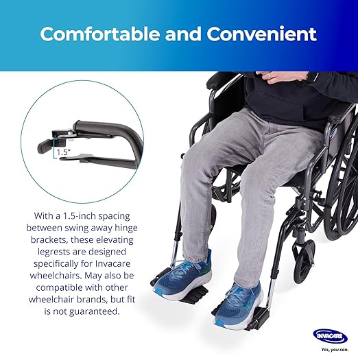 Invacare Wheelchair Legrest with Swing-Away Design, Adjustable Footrest Length and Flip-Up Composite Footplate, Easy-to-Install, Designed for Invacare Wheelchair