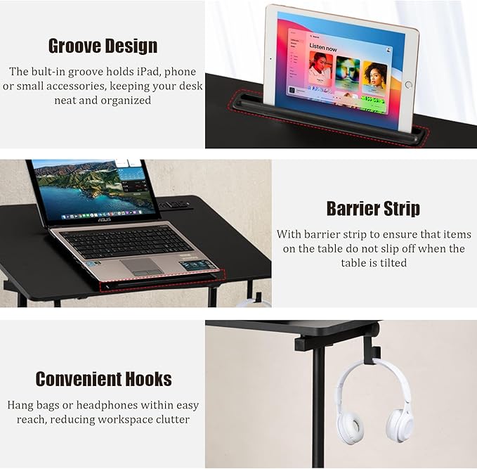 SIDUCAL Standing Desk Height Adjustable with Tiltable Tabletop, Black