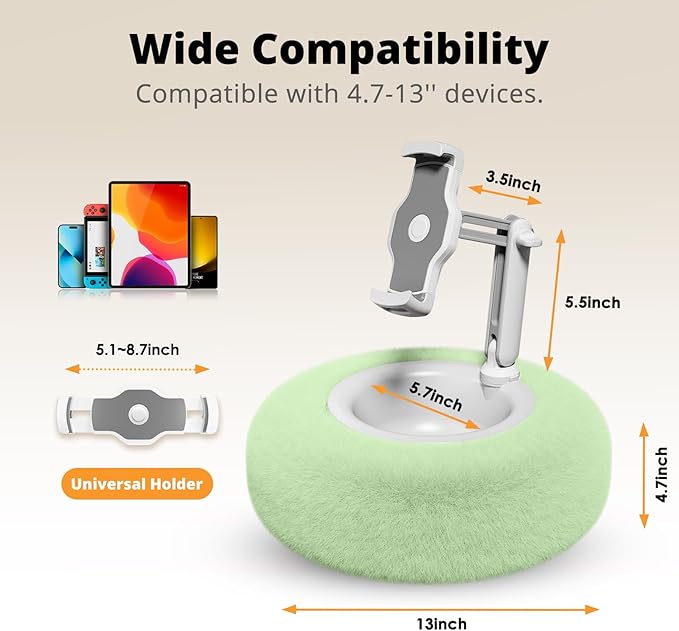 SupeDesk Kindle/Tablet Pillow Stand for Reading, Adjustable Tablet Stand Phone Holder for Bed with Detachable Sanck Bowl, Fits 4.7"-13" Kindle/Phones/Tablets/, Watch Videos, Stream Media, Green