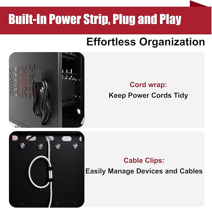 32 Device Mobile Charging Station for Laptops/Tablets/iPads/Chromebooks,32 Bay Lockable Charging Cabinet with Power Strip for Classroom,School Charging Carts with Casters