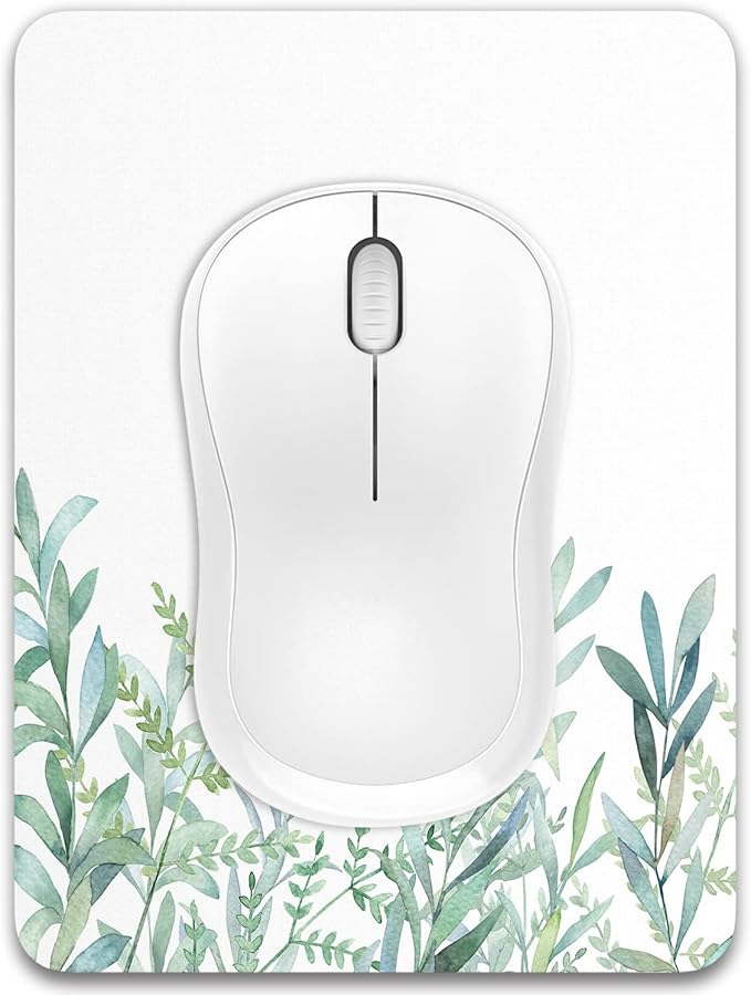 Dapesuom Small Mouse Pad, 6 x 8 Inch Thick Rubber Premium-Textured Non-Slip Portable & Washable Mini Mouse Mat for Women Men Wireless Laptops Keyboard Tray Gaming Computer Office Travel, Green Leaves