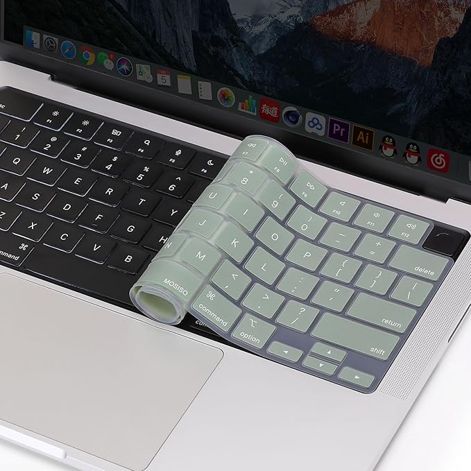 MOSISO Keyboard Cover Skin Compatible with MacBook Air 15 inch M3 A3114 M2 A2941/Air 13.6 A3113 A2681/Pro 14/16 M4 M3 M2 M1, Antique Green