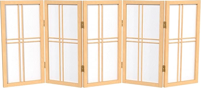 2 ft. Short Desktop Double Cross Shoji Screen - Natural - 5 Panels