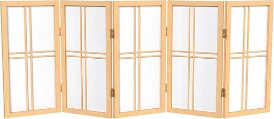 2 ft. Short Desktop Double Cross Shoji Screen - Natural - 5 Panels