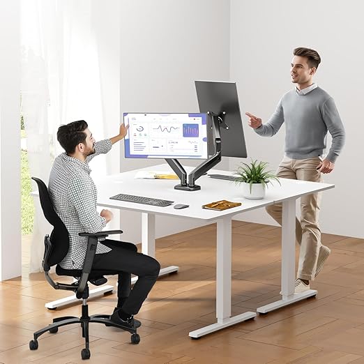 DUMOS 2Pcs Dual Monitor Mount for Desk, Gas Spring Monitor Arm for 2 Monitors Max 32 Inches, Fully Adjustable Double Monitor Mount, VESA Mount with C-Clamp/Grommet Base, Holds Screen 17.6 lbs