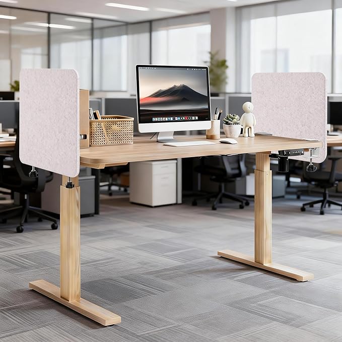 Desk Divider, Clamp On Felt Desk Privacy Panels, Acoustic Sound Absorbing Desk Partition for Office Desk, Reduce Distractions, Oatmeal, 1 Pack, 24 x 24 in