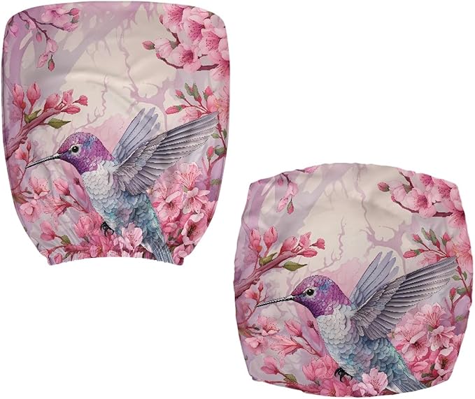GLENLCWE Pink Hummingbird Flower Office Chair Cover,Modern 2Pack Desk Chair Covers Washable&Stretch Computer Chair Slipcovers for Home Office