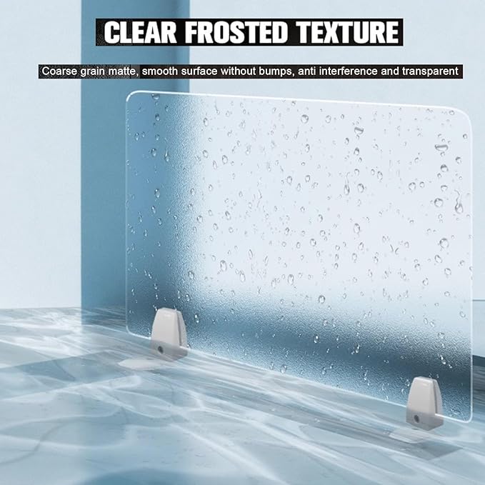 Free-Standing Desk Privacy Divider| Frosted Acrylic Panel with Clamps Ideal for Office, Students, and Glass Partitions(120X30CM/47.2X11.8IN)