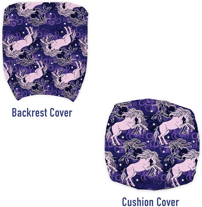 Ambesonne Unicorn Office Chair Slipcover, Dreamy Star Mystic Creature Galloping Among Night Clouds Cosmos Theme, Protective Stretch Decorative Fabric Cover, Standard Size, Lilac Indigo