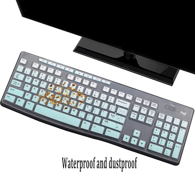 Keyboard Cover Skin Protector for Logitech MK295 MK275 MK270 Wireless Keyboard, Logitech K200 K260 K270 K275 K295 MK200 MK260 Ultra Thin Desktop PC Silicone Keyboard Cover US Layout-MintGreen