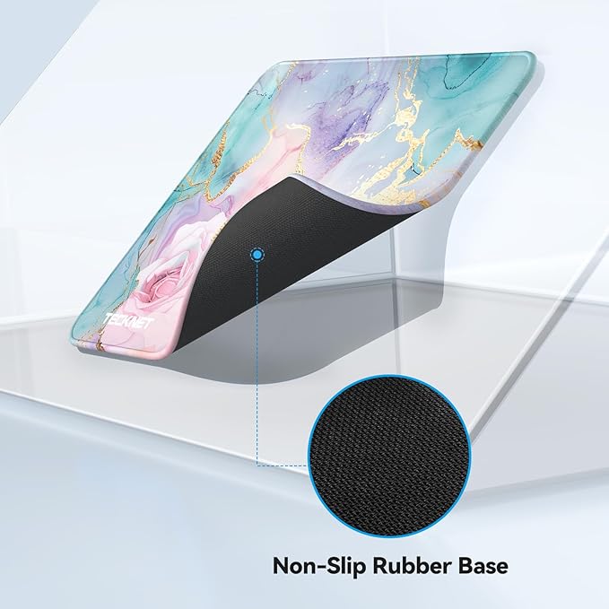 TECKNET Mouse Pad with Anti-fray Stitching, Waterproof Surface & Non-Slip Rubber Base with Stitched Edges Gaming Mouse Mat for Laptop，Compatible with Laser and Optical Mice - Rose Marble