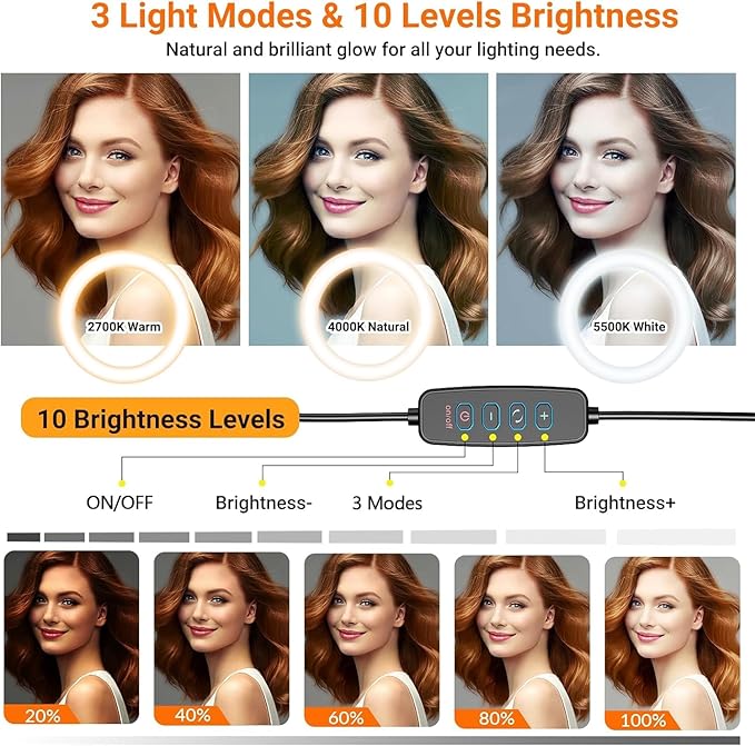 Magnetic Webcam Light with Stand,10 Inch Ring Light with Adjustable Desktop Mount Holder Compatible with Logitech C920 StreamCam C922 C930e C925e C615 Brio 501 301 101 4K C270 C310 webcams
