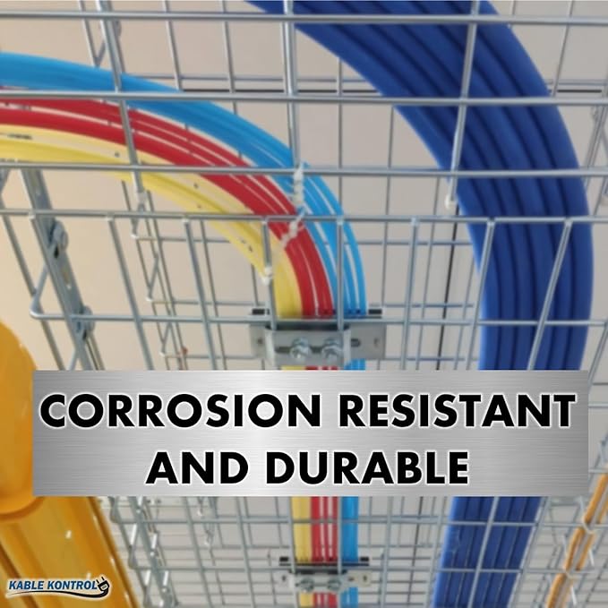Kable Kontrol Stainless Steel Ceiling Hanger Kits – 4” Width - Wire Mesh Tray Cable Management Rack Cords Organizer Cable Basket, NEC Approved for Network, Fiber Optic, Cabling Accessory