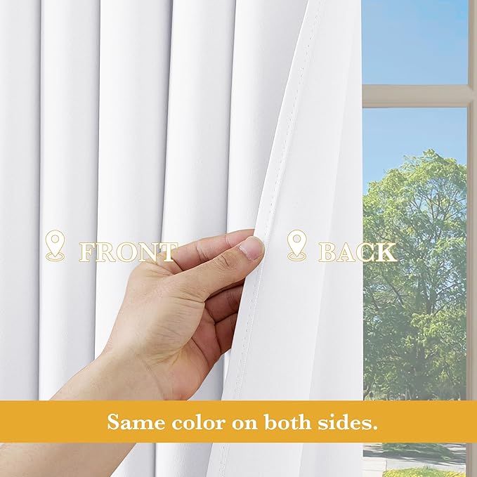 RYB HOME Blackout Thermal Insulated Curtains, Portable Curtain for Sliding Glass Door/Storage/Space Room Divider, Large Window Treatment Room Divider Panel, W80 x L84, Pure White, 1 Panel