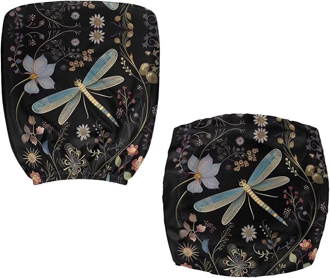 Dragonfly Flower Office Chair Covers Stretchable Computer Chair Seat Cover 2 Piece Desk Chair Slipcovers Protector Universal Fit Desk Rotating Chair,Computer Chair Office Decor
