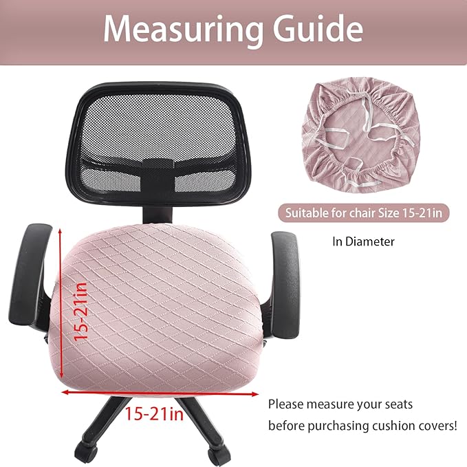 Stretch Jacquard Office Chair Cover, Removable Washable Desk Chair Cover, Anti-dust Seat Cushion Protectors - Pink Red