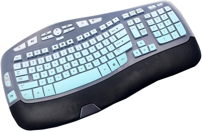 Silicone Keyboard Skin Cover Compatible for Logitech K350 MK550 MK570 Wireless Wave Keyboard, Logitech K350 MK550 MK570 Keyboard Skin (Ombre Mint)