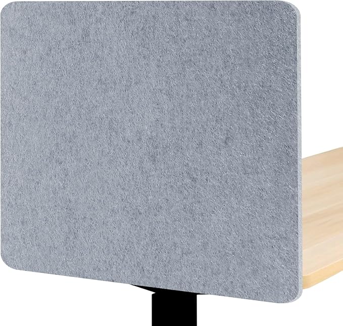 Desk Divider, Clamp On Felt Desk Privacy Panels, Acoustic Sound Absorbing Desk Partition for Office Desk, Reduce Distractions, Light Gray, 2 Pack, 16 x 24 in