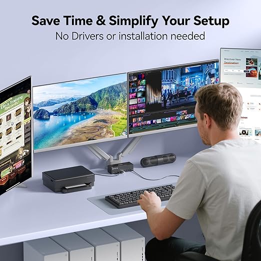 KVM Switch 4 Monitors 4 Computers HDMI + DisplayPort, KCEVE DP KVM Switcher, 8K@30Hz/4k@144Hz for 4 PC Share 4 Display and 4 USB 3.0 Devices