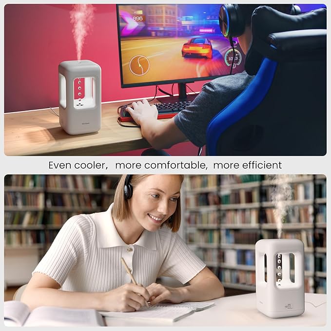 0.6L Mini Anti-Gravity Humidifier, Cool Mist Humidifier for Bedroom & Desk, Water Drops Move Upward Visual Effect, Quiet 36dB Night Light, Auto Shut-Off, Modern Minimalist Design