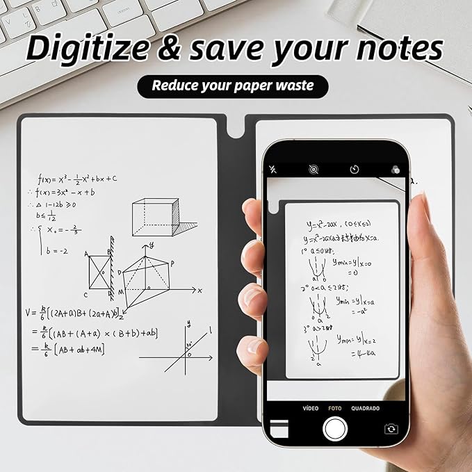 Reusable A5 Dry Erase Notebook Include a Wipeable Pen and Rag,9.4x6.5 Inch Erasable Notebook Whiteboard Notebook,Wipeable Notebook PU Hardcover for Office and Taking Notes(Grey)