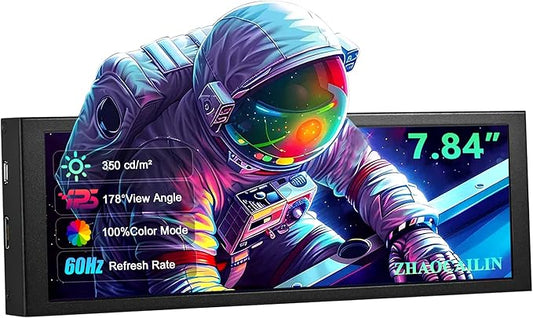 7.84 Inch HD Mini Monitor 1280x400 IPS Stretched Bar LCD Display with Casing for macOS Window Speed Temperature Aida64 CPU GPU Monitoring Secondary Screen