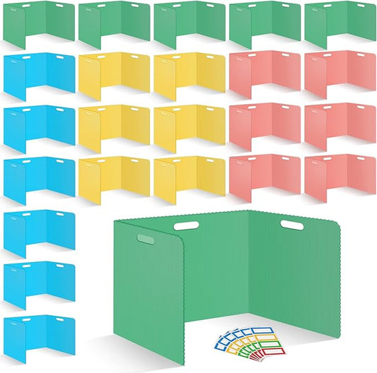 24 Pcs Desk Dividers for Students Plastic Durable and Waterproof Privacy Folders Shields Test Dividers with Classroom Privacy Boards for School Study Teacher Supplies (Multicolor)